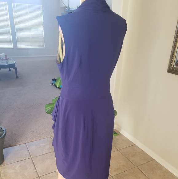 Nine West 8 chiffon wrap dress gathered and draped feels like butter decadent - Picture 5 of 14